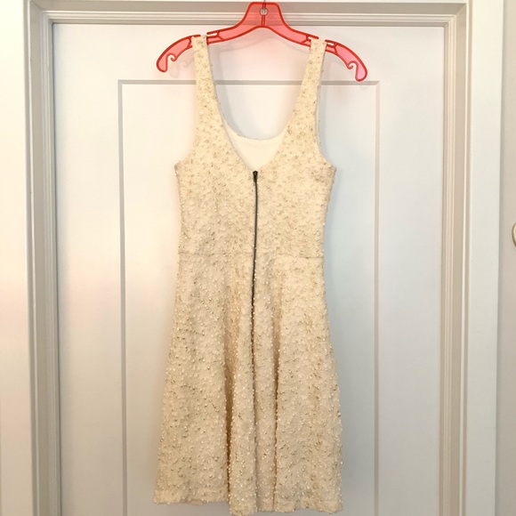 White and Gold Fit and Flare Dress - Picture 2 of 4